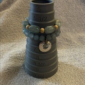 Elegant Blue Beaded Bracelets with silver Charm